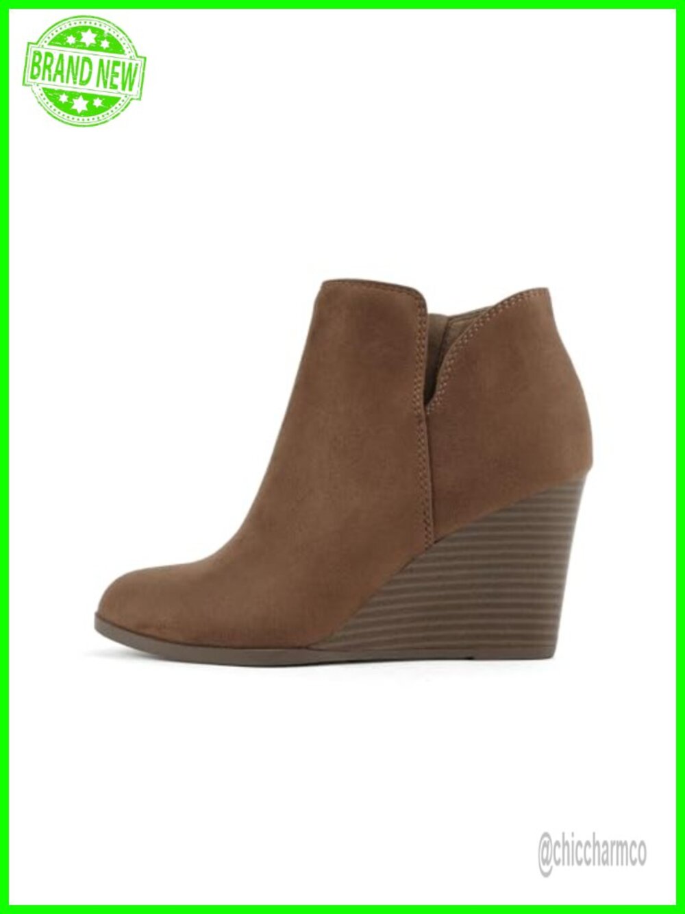 Suede Ankle Bootie Split Shaft Zipper Wedge Heel
